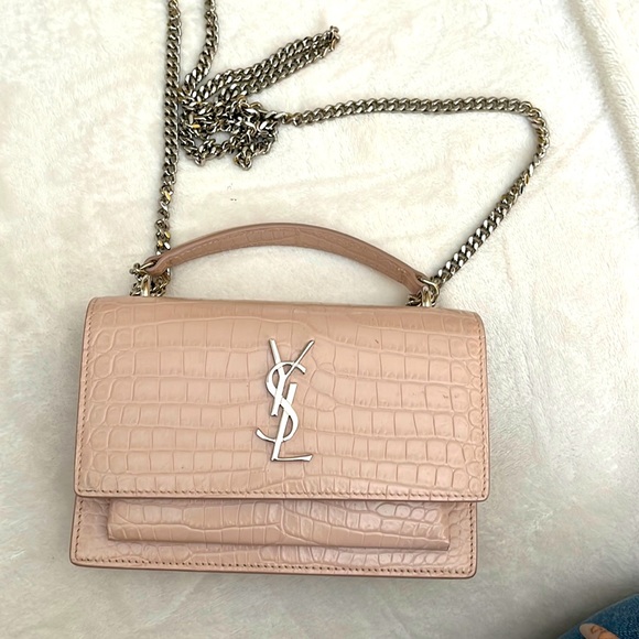 Yves Saint Laurent Handbags - Ysl pink croc sunset
